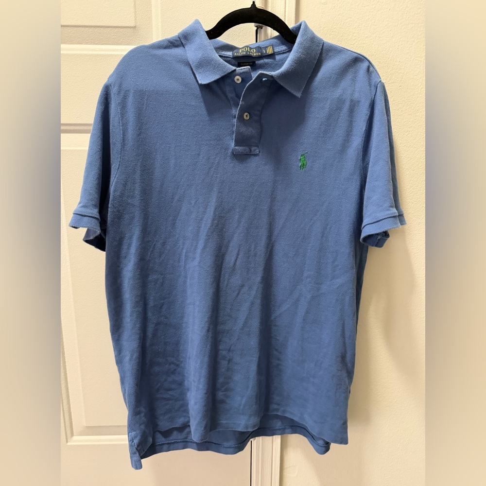Ralph Lauren Men's Polo Shirt in Blue with Green Logo